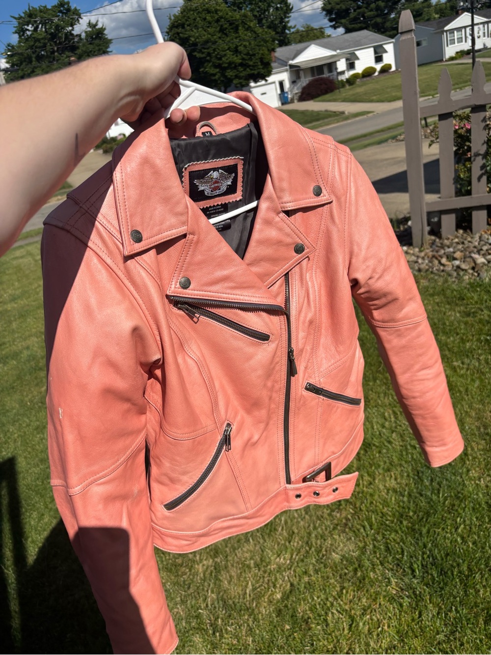 Harley-Davison Pink Leather Moto Jacket
